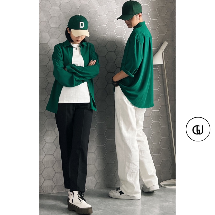 Áo Sơ Mi Lụa Unisex Xanh Lá Đậm GUF