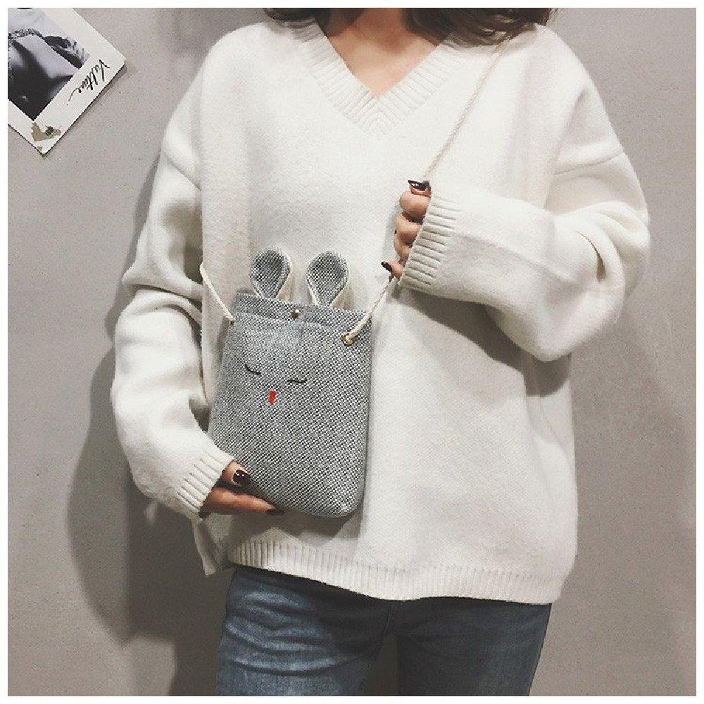 MIHAN1 Túi Đeo Chéo Vải Bố Hình Thỏ Đáng Yêu