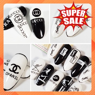 Sticker Dán Móng Hình Logo Nike, Addidas, Quân Bài, Valentine