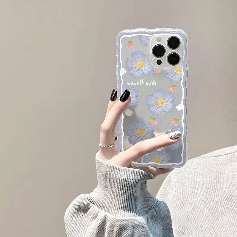 Strawberry Blue Flowers Apple 11Promax Phone Case Iphone13 12 Fresh Xsxr Simple 6S 7 8P Soft LbDW