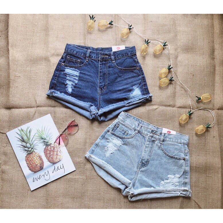 Quần short jean nữ lưng cao