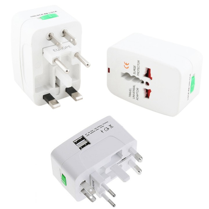 Ổ cắm điện quốc tế du lịch đa năng 2 cổng USB Universal Travel AC Adapter