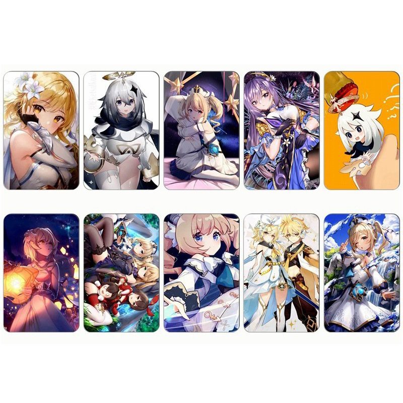 Set 10 ảnh dán in hình GENSHIN IMPACT tấm sticker trang trí nhãn dán anime chibi game xinh xắn độc đáo