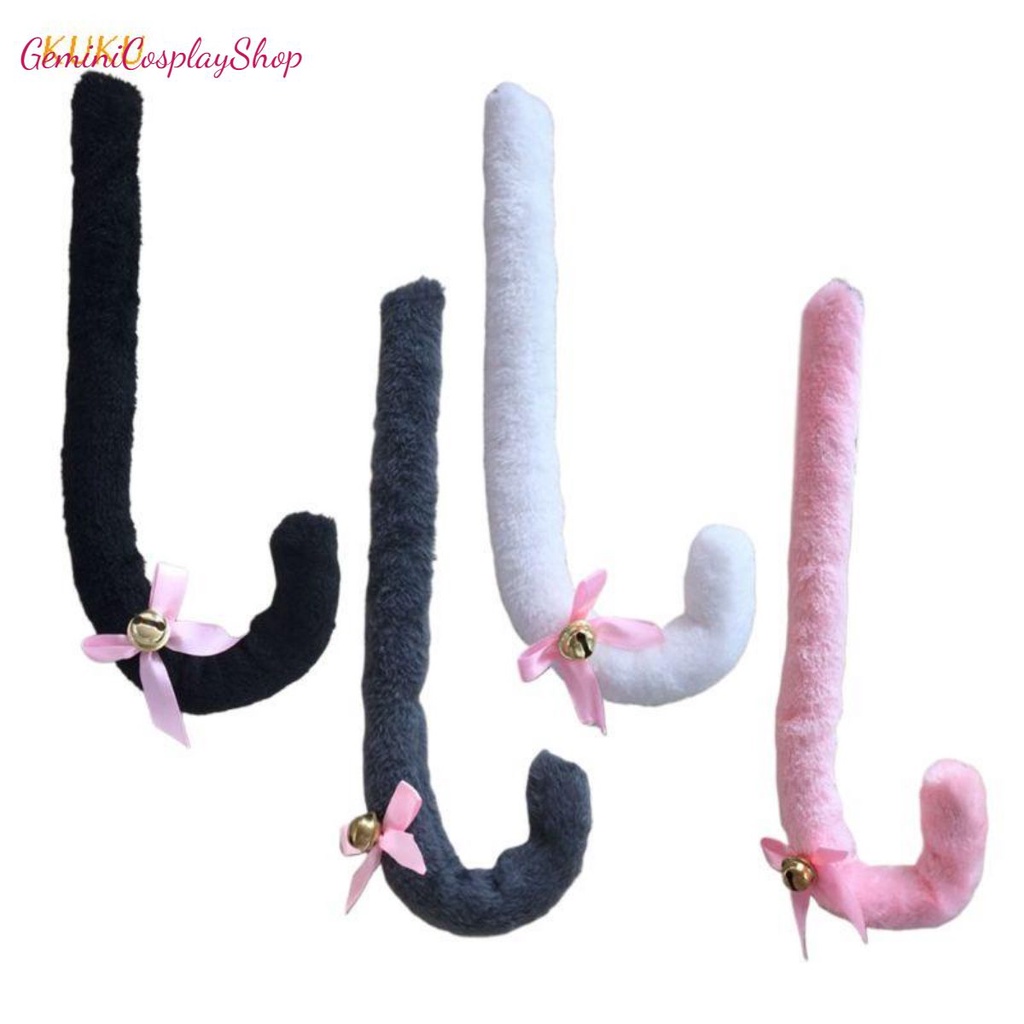 Đuôi mèo neko cosplay nhồi bông đính nơ