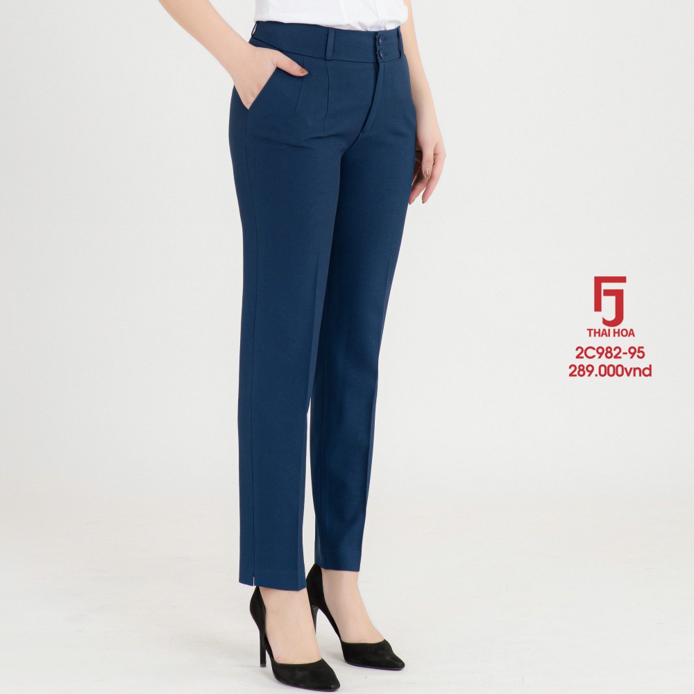 Quần tây nữ công sở 9 tấc màu xanh bigisize đẹp trơn Thái Hoà 2c982-95-01
