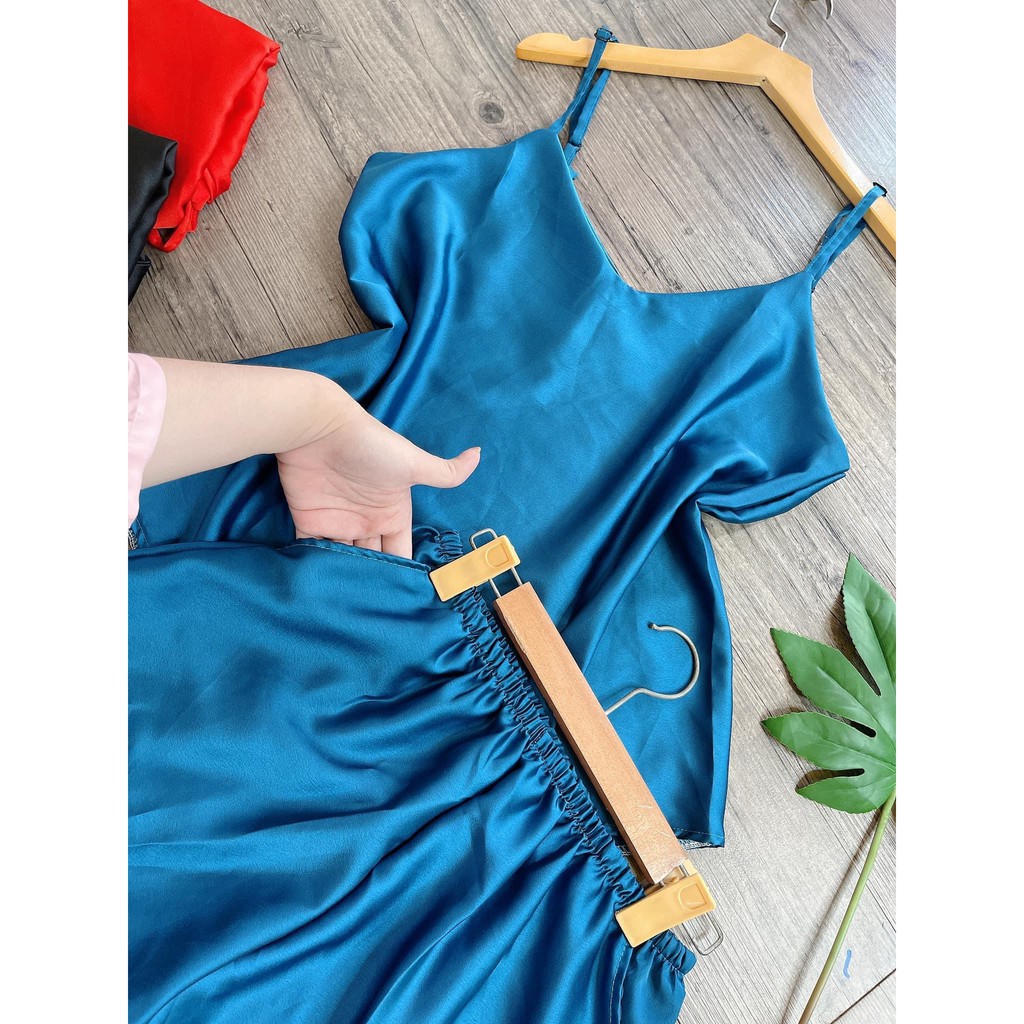 Đồ Bộ Ngủ Sexy Hai Dây Trơn <Freeship> dưới 58kg, vải satin mát, đẹp | BigBuy360 - bigbuy360.vn