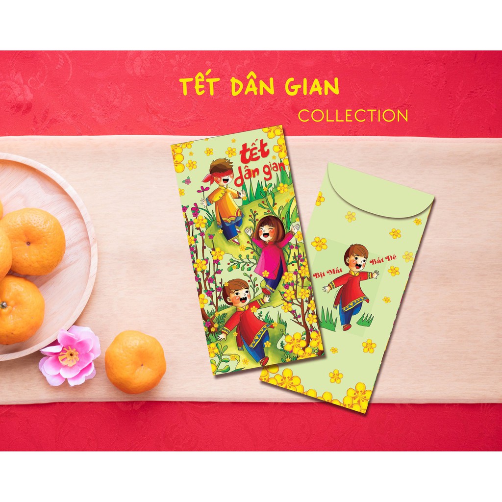 Bao Lì xì 2022 - BST Tết Dân Gian BLX013 (1 chủ để 6 mẫu) - do Họa sĩ Thiết kế độc quyền cho Xưởng bao lì xì