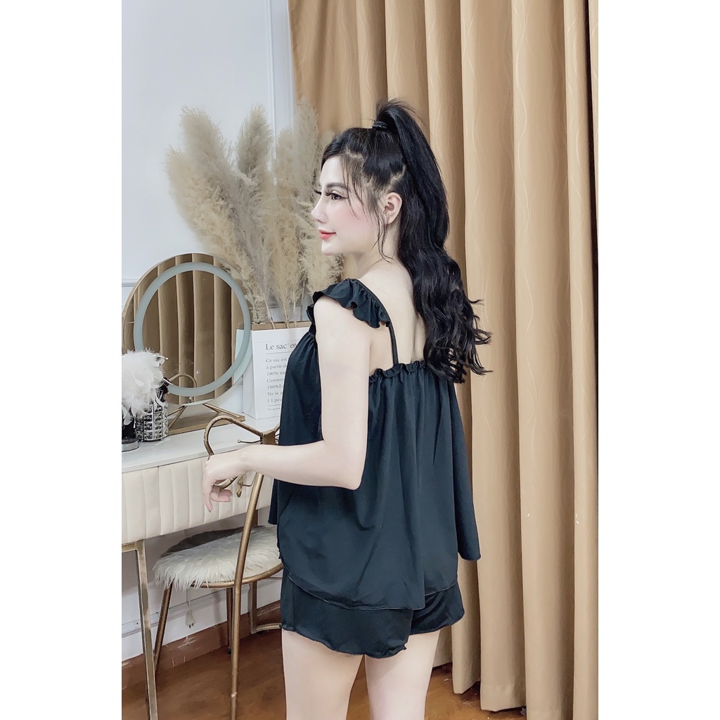 Pyjama Đồ Ngủ Mặc Nhà Dáng Bèo Hisexy Đồ Bộ Áo 2 Dây Quần Cộc Thun MST02