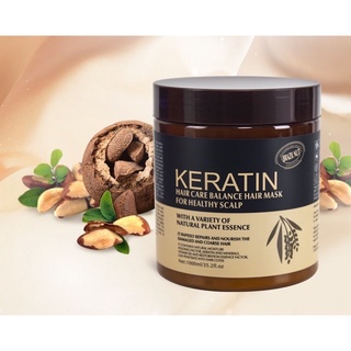 Hấp dầu phục hồi tóc karatin hũ màu nâu 1000g siêu phục hồi mềm mượt chống khô sơ trẻ ngọn