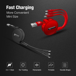 Cafele Cáp Sạc Dây Rút 3 Trong 1 Cổng Micro USB / Type-C