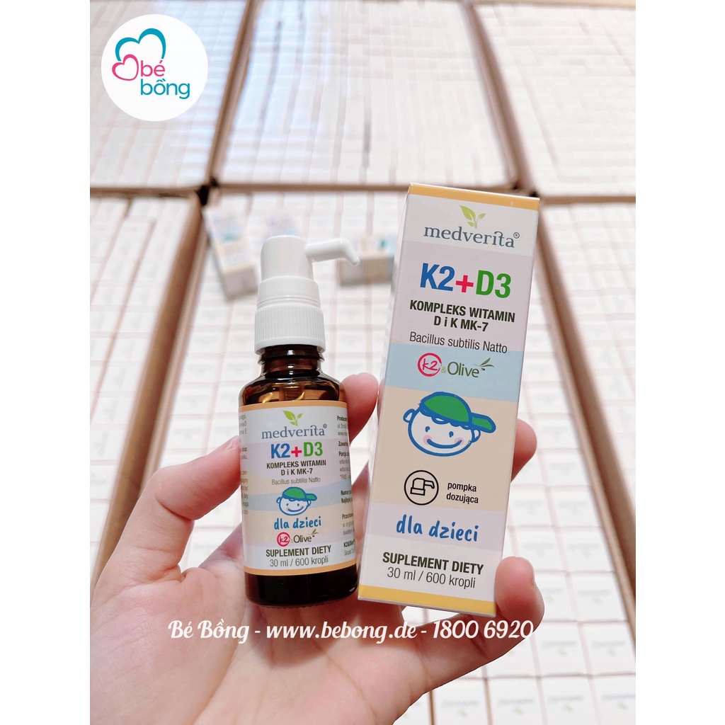 Vitamin D3 K2 MK7 Medverita 30ml Cho Bé Từ Sơ Sinh