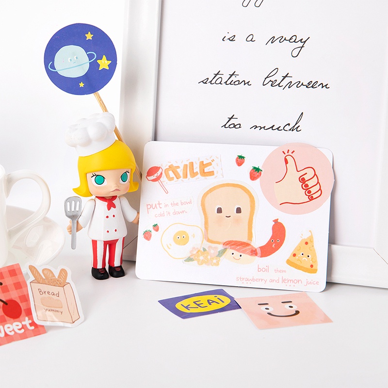 Hộp 45 sticker hình dán trang trí cute chủ đề Gấu trắng