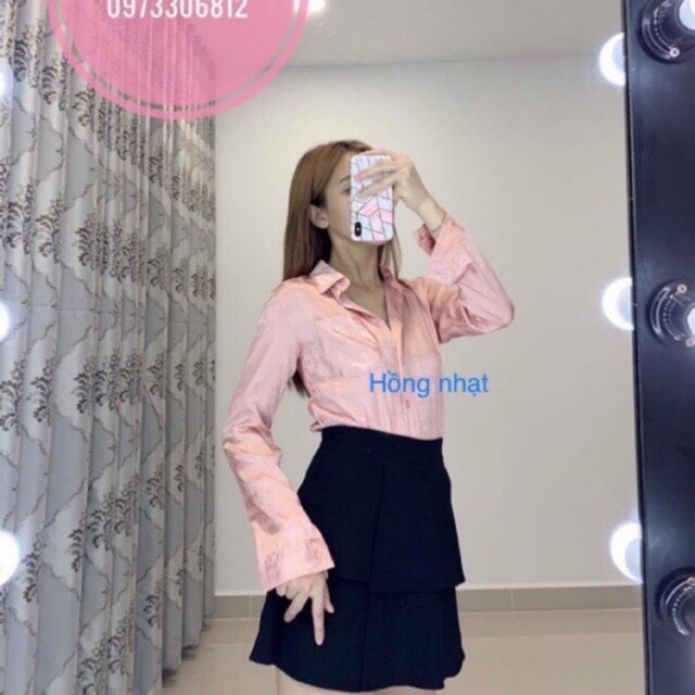 Áo sơ mi lụa gấm chữ L chìm | BigBuy360 - bigbuy360.vn