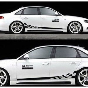 Bộ Tem Decal WRC Kẻ Sọc ô Cờ Dán Sườn Xe ô Tô ( Mẫu 2) Ms-100