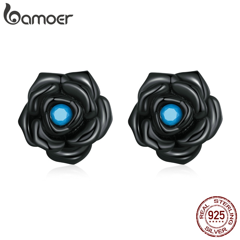 Bông tai Bamoer SCE1401 bằng bạc 925 hình hoa hồng xinh xắn