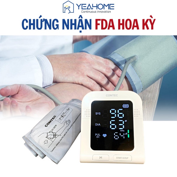 Máy Đo Huyết Áp Tay CONTEC08C Đo Huyết Áp Nhịp Tim Chứng Nhận FDA Hoa Kỳ (Có Adapter) - Yeahome Care