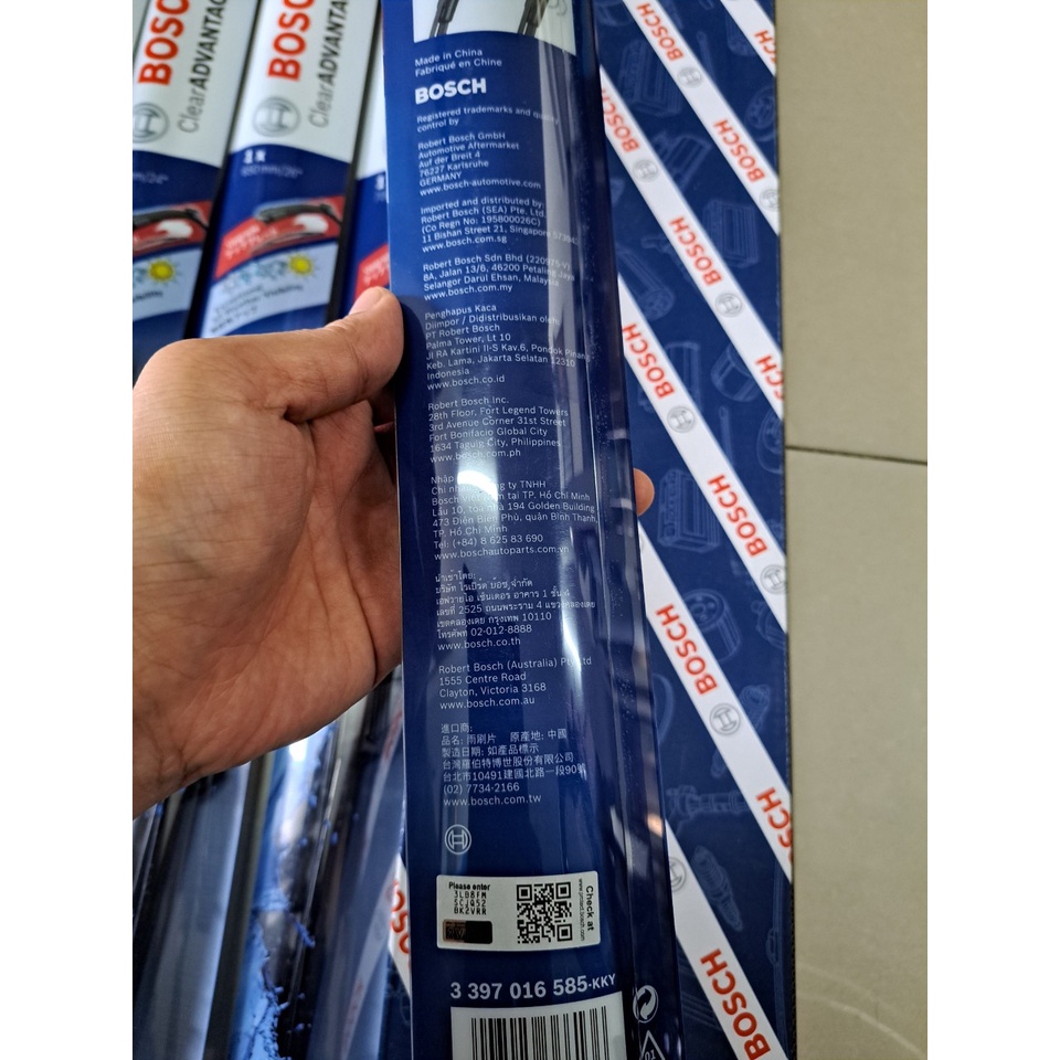 Gạt mưa Bosch Clear Advantage Chính hãng loại xương mềm có các size dùng cho các dòng xe tương thích
