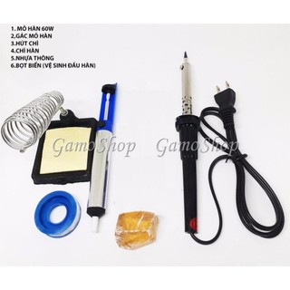 Bộ 6in1 Mỏ hàn RD 60W + Chì hàn,Nhựa thông,Gác mỏ hàn,Bọt biển,Cây hút chì