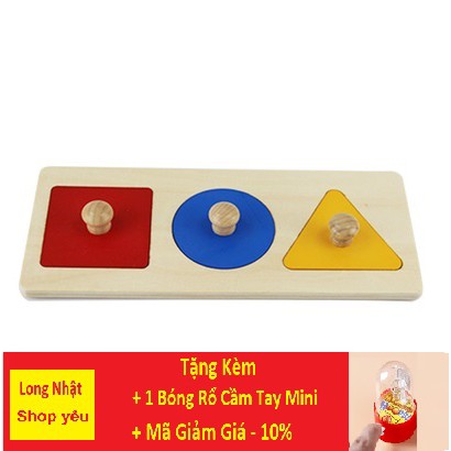 Giảm 10% [Tối Đa 35K Đơn Từ 50K] - Đồ Chơi Gỗ - Bảng Ghép Hình - 3 Hình Cơ Bản