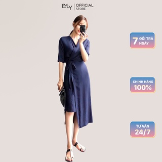 Đầm nữ midi xẻ tà tay ngắn Emilyshop
