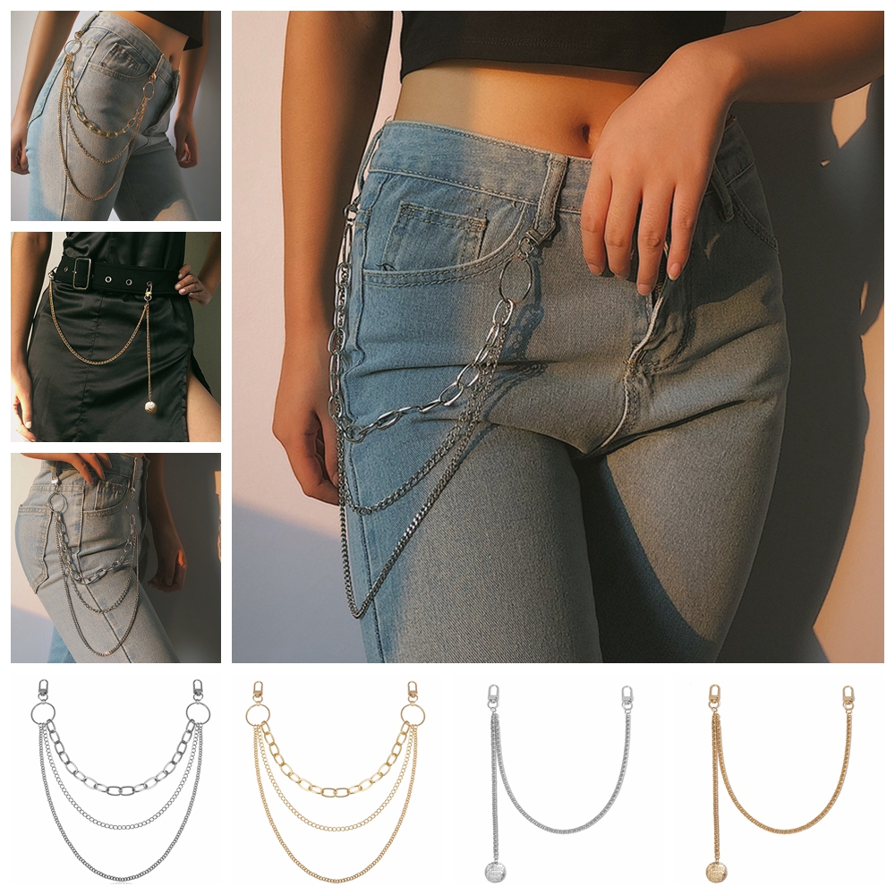 Chuỗi phụ kiện đeo quần phong cách Punk 3 lớp đẹp mắt hip hop