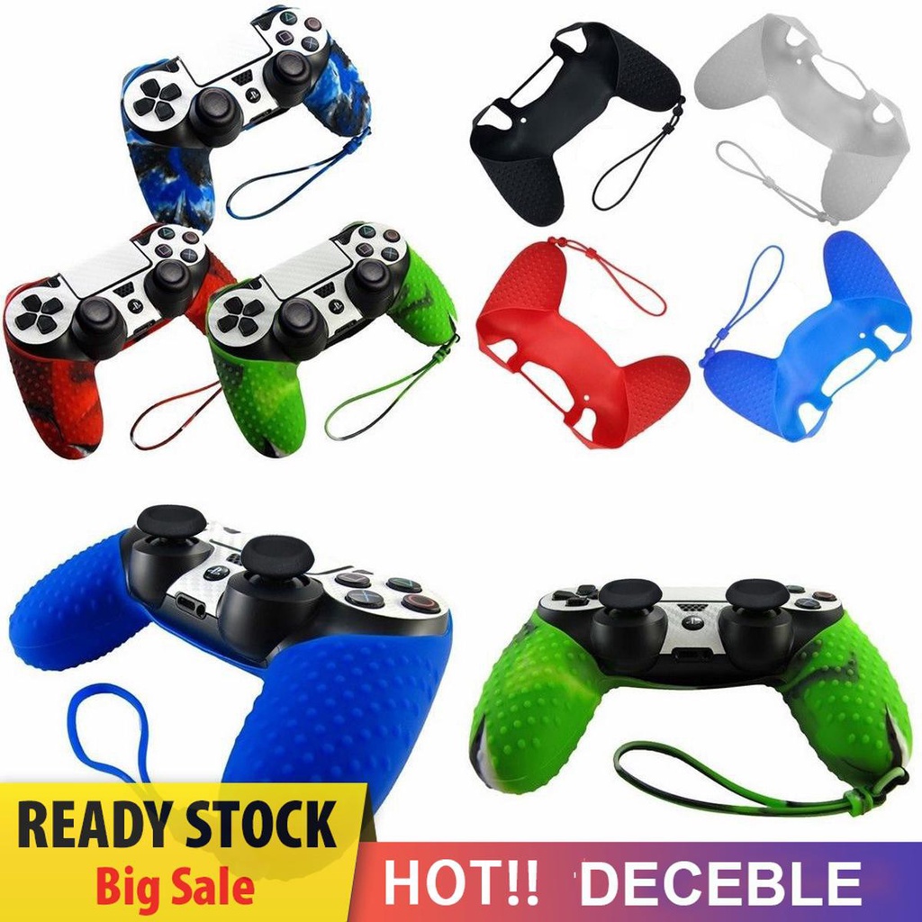 Deceble Silicone Anti-slip Grip Handle Case Cover Lanyard for Sony PS4 Game Tools