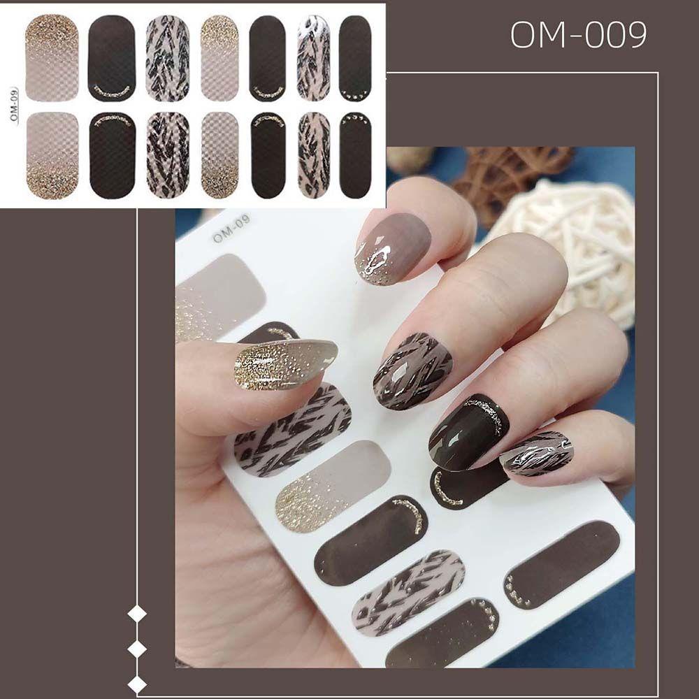 OCEANMAP Tờ 14 Miếng Dán Móng Tay Tự Dính Họa Tiết Da Báo Trang Trí Toàn Diện