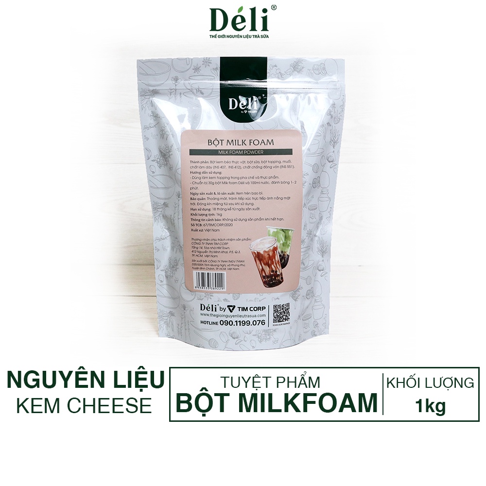 Bột Milk Foam cao cấp Déli [GIÁ TỐT] VỊ MUỐI BIỂN (TÚI 1KG) - Nguyên liệu pha chế trà sữa, trà trái cây