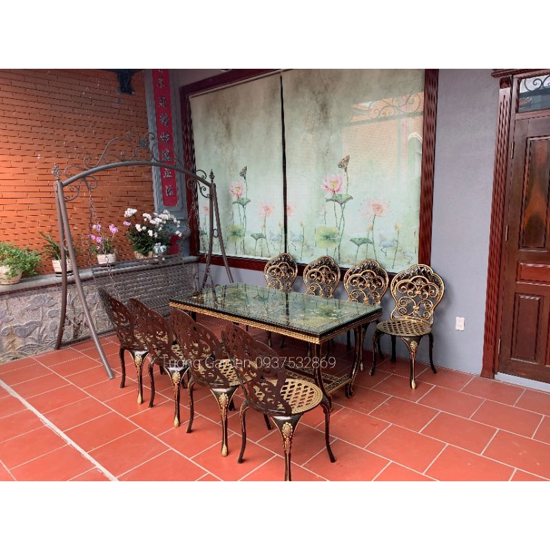 Bàn ghế sân vườn, bộ bàn ăn nhôm đúc cap cấp