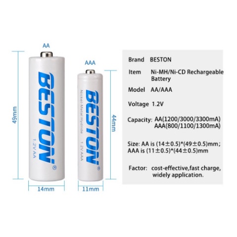 Pin sạc Beston AA/AAA kèm sạc hoặc pin rời giá siêu rẻ, bảo hành 1 tháng