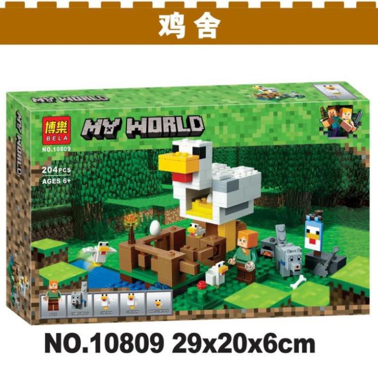 Đồ chơi lắp ráp Lego Bela 10809 Minecraft My World Xếp Mô Hình Minifigures 204 chi tiết.