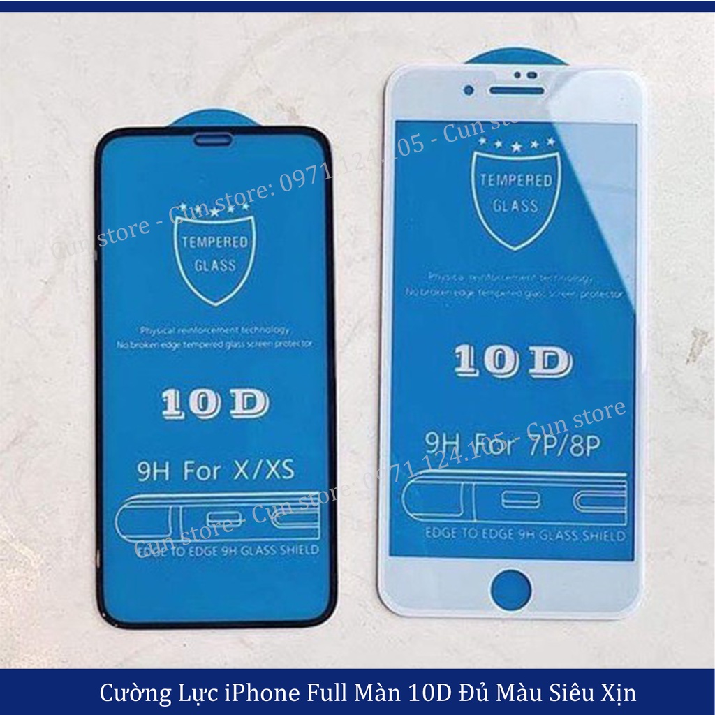 Kính cường lực iPhone 10D full màn hạn chế bám vân tay đủ dòng