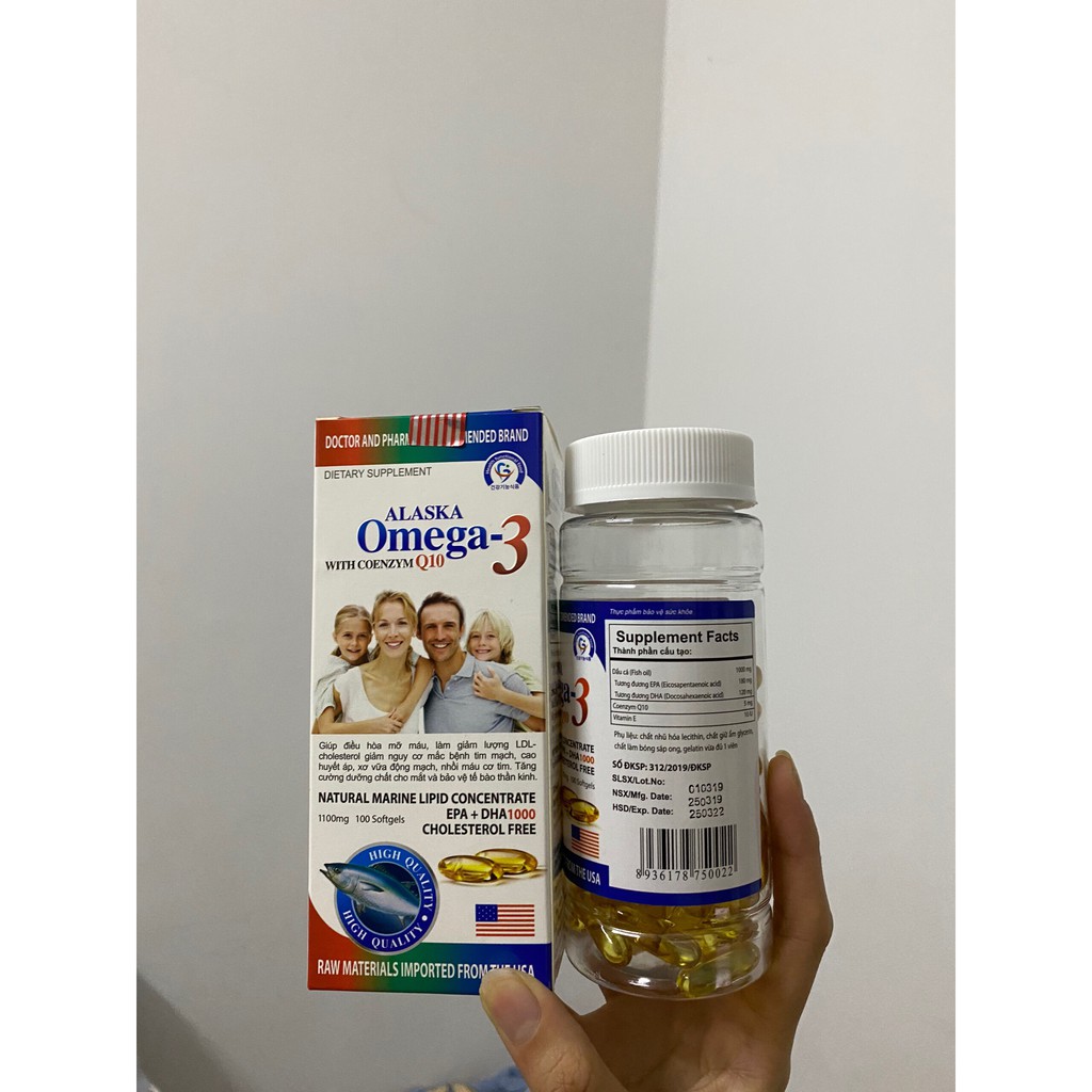 Viên dầu cá Alaska OMEGA 3 with Coenzym Q10 lọ t 100viên