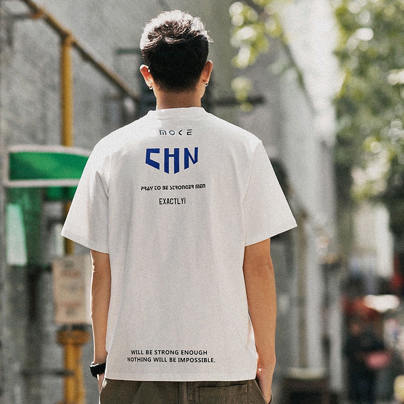 Áo Thun 100% Cotton Tay Ngắn Dáng Rộng In Họa Tiết Đơn Giản Thời Trang Mùa Hè Phong Cách Nhật Bản Cho Nam Giới