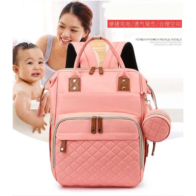 Balo bỉm sữa đa năng cho mẹ và bé cao cấp có thể làm giường nằm cho trẻ,nhiều ngăn đựng chống thấm nước tiện dụng