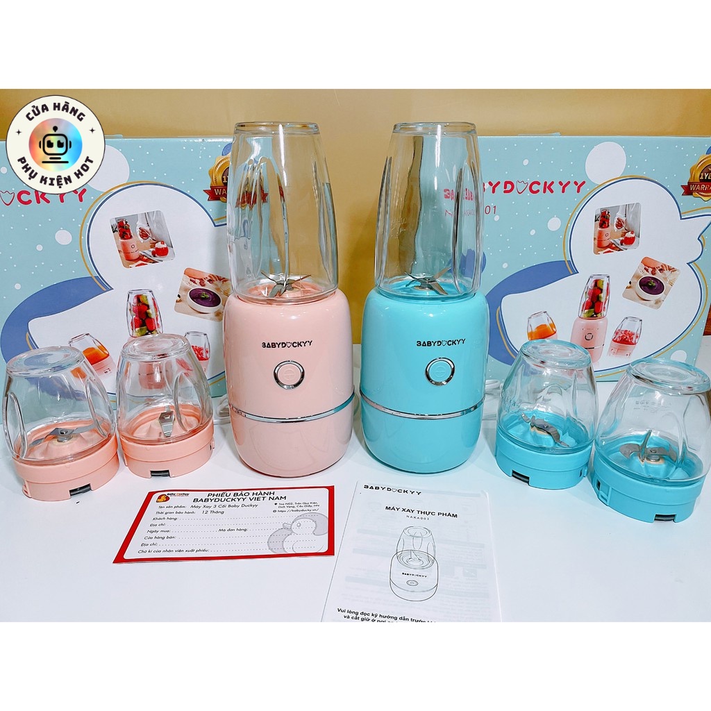 Máy xay đa năng 3 cối Baby Duckyy Xay đồ ăn dặm, Thịt, Cá, Đá, Hạt cứng (Bản Quốc Tế)