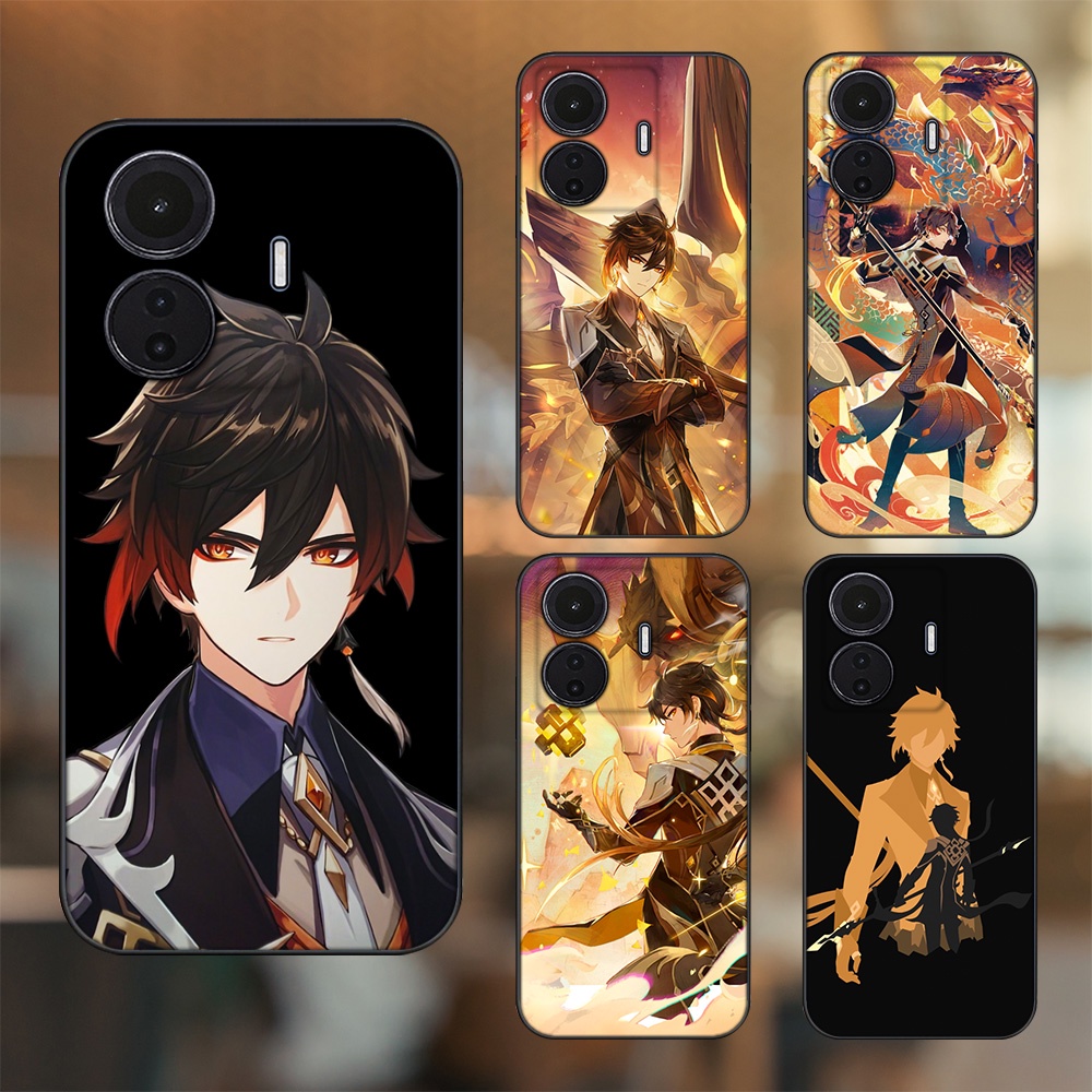 Ốp lưng Vivo S15e viền đen in hình Zhongli Genshin Impact