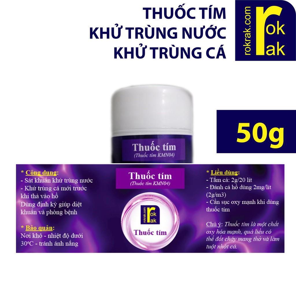 Thuốc tím cho cá cảnh rokrak hũ nhỏ 50g khử khuẩn