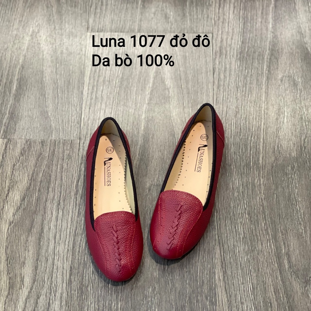 Giày bệt nữ búp bê đế bằng mềm êm chân Lunashoes (1077) mũi tròn da bò 100% bảo hành 2 năm fullbox