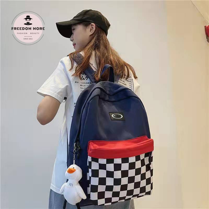 Ba Lô Đi Học Sức Chứa Lớn Họa Tiết Sọc Caro Thời Trang Cho Nữ Sinh Trung Học