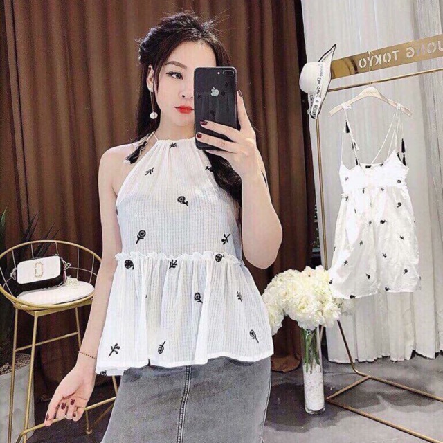 ÁO YẾM THÊU HOA XINH