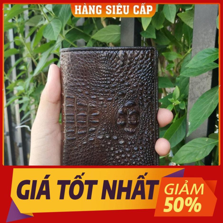 Thẻ BH 12 tháng [ Da Thật% ] -  VÍ CÁ SẤU 2 MẶT CAO CẤP. GÙ NGUYÊN CON NHỎ DÁNG ĐỨNG Hàng Cao Cấp, Rẻ, Đẹp