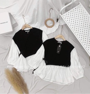 [Bigsize] Áo thu Bigsize phối sơmi siêu xinh