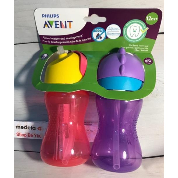 Bình tập uống Avent philips  có ống hút 200ml 12+