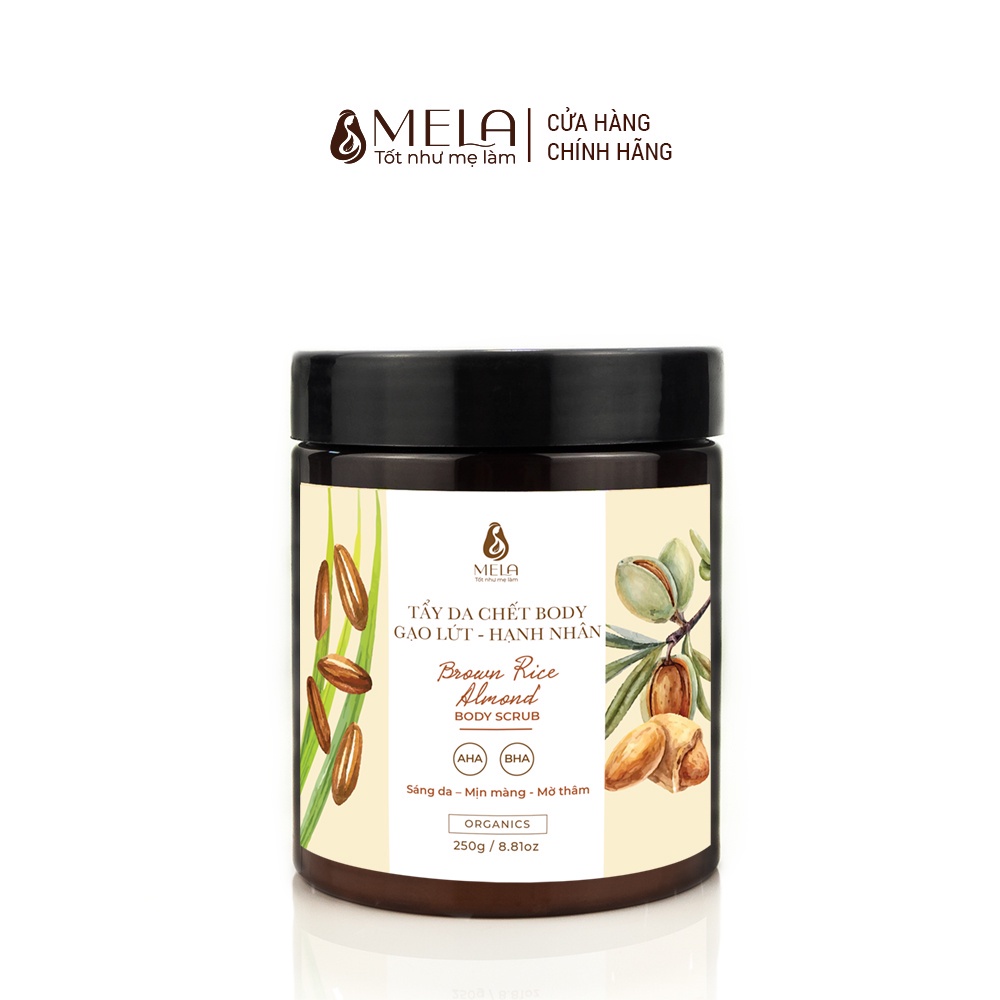 Tẩy Da Chết Body Gạo Lứt Hạnh Nhân Mela Làm Sạch Trắng Sáng Làn Da Brown Rice Almond Body Scrub 250g - Khongcoson