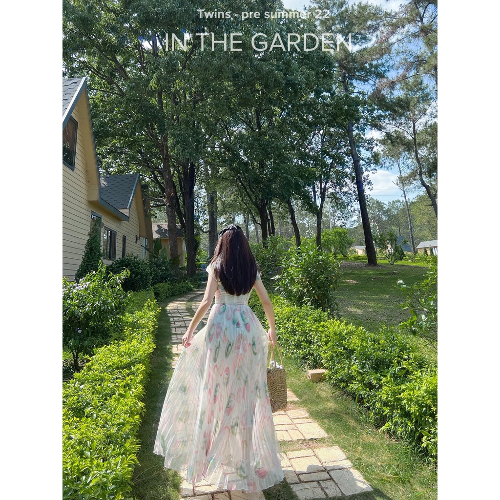 Đầm maxi hoa dập li (Floral printed maxi dress )