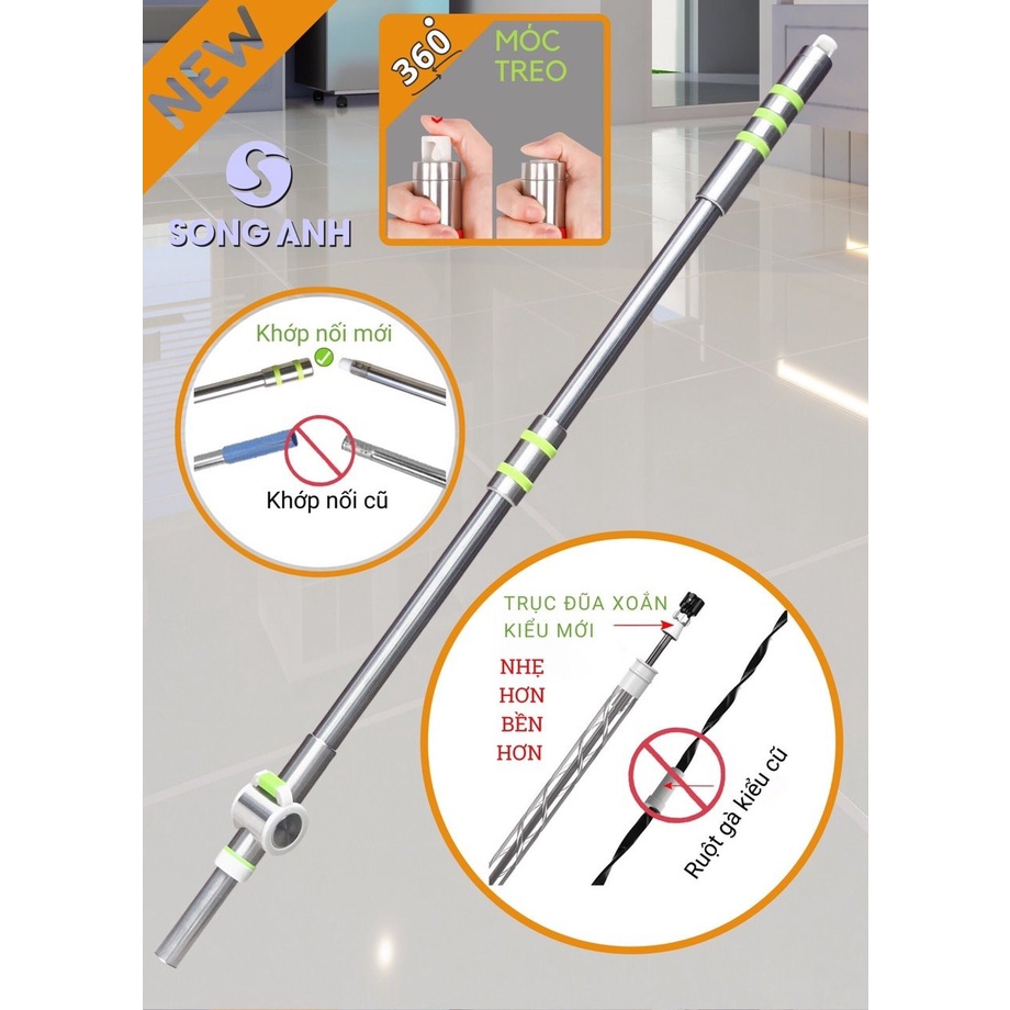 CÂY LAU NHÀ SONG ANH MẪU MỚI, HÀNG CAO CẤP FULL INOX THIẾT KẾ HIỆN ĐẠI