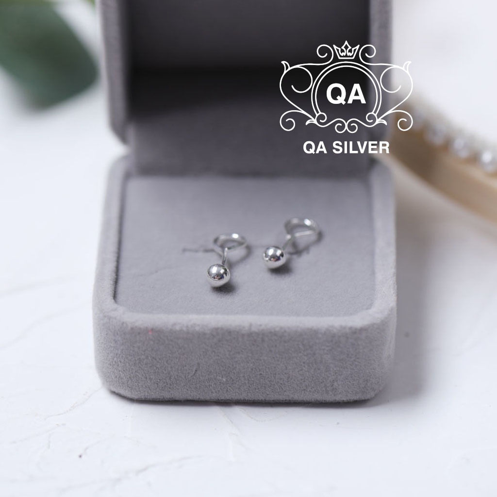 Bông tai bạc 925 nụ tròn khuyên nam nữ đuôi chốt móc S925 MINIMAL Silver Earrings QA SILVER EA200904