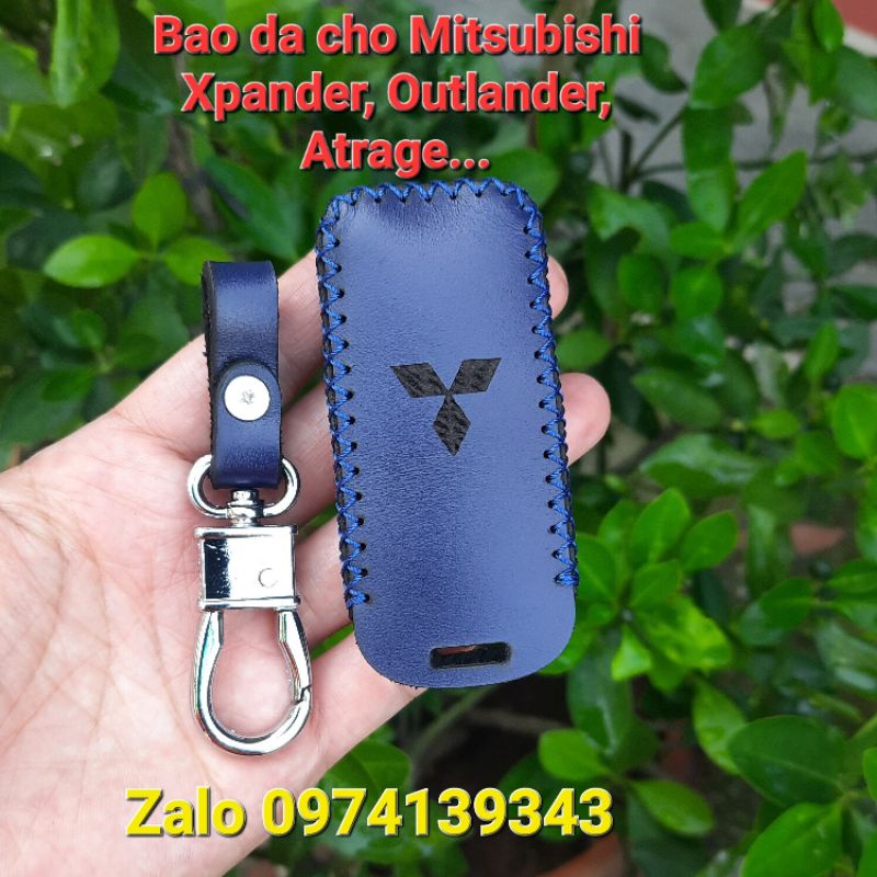 Mitsubishi Bao Da Chìa Khoá Mitsubishi Xpander, Outlander, Triton, Attrage, Mirage, Pajero bằng da bò thật tặng móc khóa