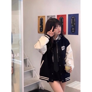 Áo khoác Bomber dạ mix tay da nữ sinh